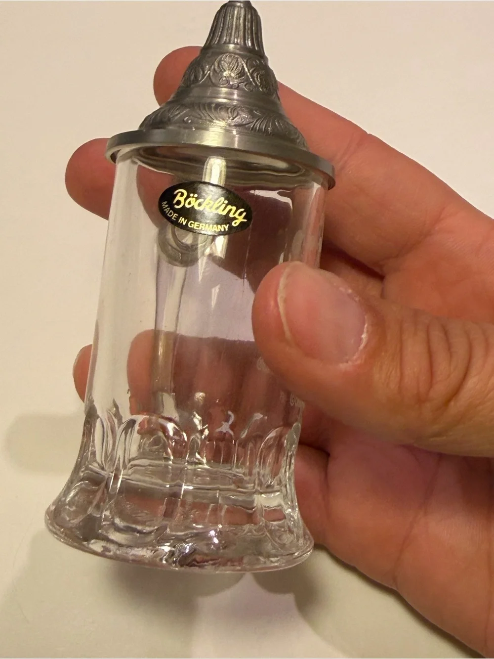 Glass Beer Stein with Metal Lid - Clear Glass